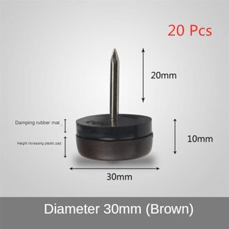 20 Stks/partij 30Mm Meubilair Stille En Antislip Plastic Anker Nail Kast Grond Wit Bruin
