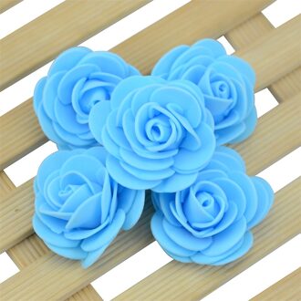20 stks/partij 4cm Dikkere PE Foam Rose Kunstbloemen Handgemaakte Bruiloft Home Decoratie Hoofd Voor DIY Bloem Bal Party levert blauw