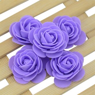 20 stks/partij 4cm Dikkere PE Foam Rose Kunstbloemen Handgemaakte Bruiloft Home Decoratie Hoofd Voor DIY Bloem Bal Party levert paars
