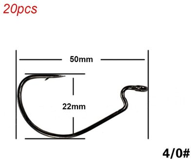 20 stks/partij Brede opening Texas vishaken offset vishaak5/0 # -6 # zachte biat kunstaas vissen anzuelos de pesca mar vishaakset Blauw