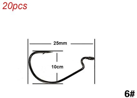 20 stks/partij Brede opening Texas vishaken offset vishaak5/0 # -6 # zachte biat kunstaas vissen anzuelos de pesca mar vishaakset wit