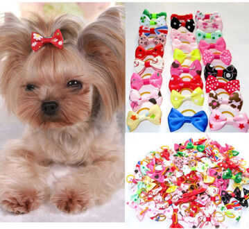 20 Stks/partij Diverse Huisdier Hond Kat Haarelastiekjes met Elastiekjes Grooming Accessoires Leuke Pet Hoofddeksels voor Kleine Honden
