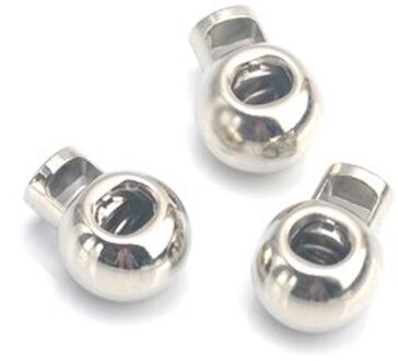 20 Stks/partij Grote Ronde Metalen Legering Stoppers Toggle 6Mm Koord Sloten Koord Slot Een Gat Zwarte Kleur Shock Cord STP-023 nikkel