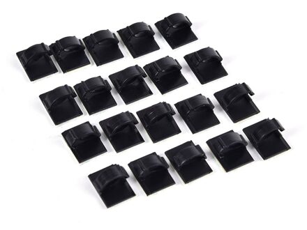 20 Stks/partij Kabel Houder Rechthoek Plastic Mount Klem Zwart Zelfklevende Auto Draad Clip Fixer Houder Netwerk Kantoor Kabel