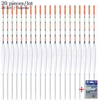 20 Stks/partij Visdobbers + Vishaken Ondiep Water Boei Verse Water Vissen Bobber Nano Boya Verticale Vissen Tool visgerei QS 20stukken