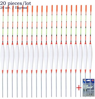 20 Stks/partij Visdobbers + Vishaken Ondiep Water Boei Verse Water Vissen Bobber Nano Boya Verticale Vissen Tool visgerei SX 20stukken