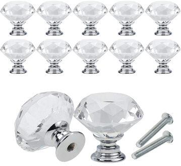 20 Stks/set 30 Mm Diamond Shape Crystal Glass Knoppen Kast Lade Pull Keukenkast Deur Kledingkast Handles Hardware