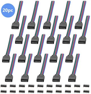 20 Stks/set 4 Pins Rgb Connectoren Wire Kabel Voor 3528 5050 Smd Led Strip Verlichting XR657