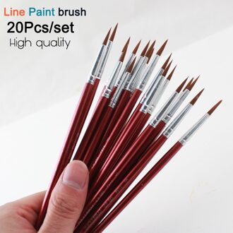 20 Stks/set Detail Nylon Haar Haak Lijn Pen Penseel Voor Acryl Olie Aquarel Art Levert Gereedschap Briefpapier Liner Tekening