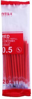 20 Stks/set Gel Pen Refill 0.5Mm Kantoor Handtekening Staven Zwart Rood Blauw Inkt School Schriftelijk Leveringen Student Briefpapier Handgrepen 20stk rood refills