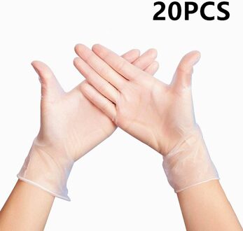 20 Stks/set Multifunctioneel Wegwerp Handschoenen Nitril Handschoenen Latex Handschoenen Keuken Bakken Handschoenen Tuin Schoonmaken Waterdichte Handschoenen 20stk transparant / S