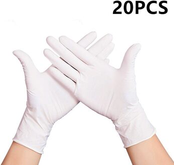 20 Stks/set Multifunctioneel Wegwerp Handschoenen Nitril Handschoenen Latex Handschoenen Keuken Bakken Handschoenen Tuin Schoonmaken Waterdichte Handschoenen 20stk wit / M
