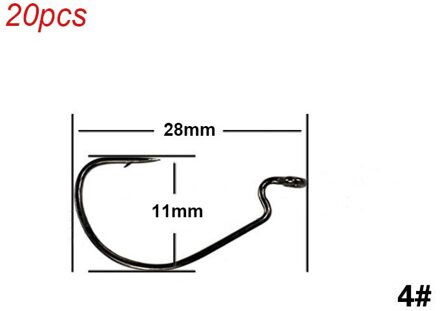 20 stks/set Vishaak Koolstofstaal Brede Crank Offset Vishaak Voor Zachte Worm Lokken 5/0 # -1 # Karpervishaken met prikkeldraad geel