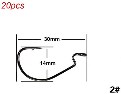 20 stks/set Vishaak Koolstofstaal Brede Crank Offset Vishaak Voor Zachte Worm Lokken 5/0 # -1 # Karpervishaken met prikkeldraad Rood