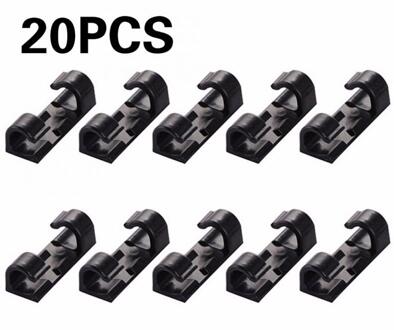 20 Stks/set Zelfklevende Netwerk Lading Kabel Clip Draad Organizer Digitale Kabels Fixer Organizer Muur Klem Houder Draad Winder zwart
