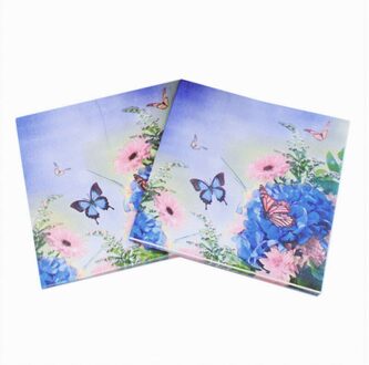 20 Stks/zak Servetten Papier Blauwe Vlinder Decoupage Servet Papieren Tissue Voor Xmas Wedding Decor Party Tafel Levert