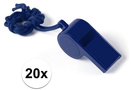 20 Stuks blauwe sportfluitjes aan koord