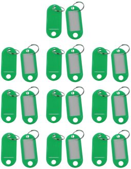 20 stuks Diverse Key ID Label Tags Split Ring Sleutelhanger Sleutelhanger-SCLL groen