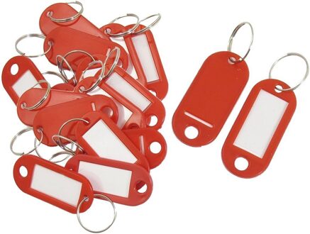 20 stuks Diverse Key ID Label Tags Split Ring Sleutelhanger Sleutelhanger-SCLL rood