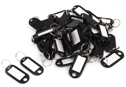 20 stuks Diverse Key ID Label Tags Split Ring Sleutelhanger Sleutelhanger-SCLL zwart