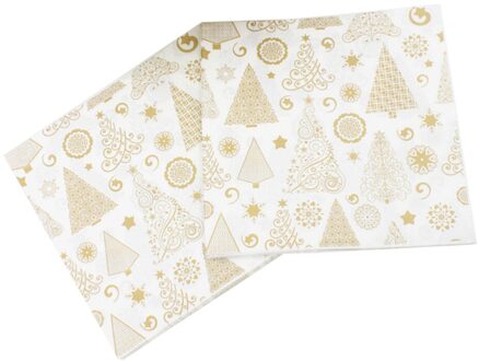 20 Stuks Gedrukt Kerst Servetten Xmas Tree Patroon Houtpulp Tissue Diner Servetten Verjaardagsfeestje Gunsten Supplies