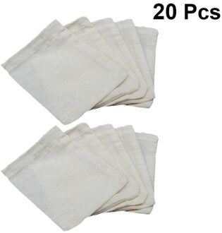 20 Stuks Katoenen Doek Theezakjes Koord Filter Lege Zak Voor Losse Blad Thee Kruiden-6X8Cm (Wit) 15cmX20cm