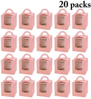 20 Stuks Leuke Mini Biscuit Snoep Doos Enkele Muffin Doos Draagbare Roze Venster Cupcake Doos Mousse Modder Pudding Fles Verpakking cup 3