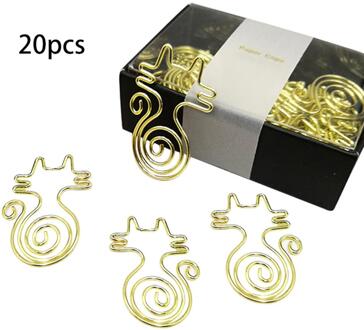 20 Stuks Metalen Kat Vorm Leuke Paperclips Creatieve Rose Gold Paperclip Bladwijzer Clip Document Notes Clips Kantoorbenodigdheden goud