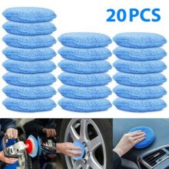 20 Stuks Set Waxen Spons Applicator Pads Blauw Buffing Poolse Auto Wasbare