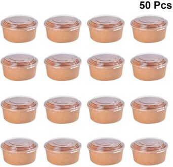 20 Stuks Wegwerp Kraftpapier Bowls Fruit Slakom Voedsel Verpakking Containers Party Favor (16Oz, met Deksel) zoals getoond 3