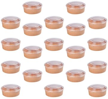 20 Stuks Wegwerp Kraftpapier Bowls Fruit Slakom Voedsel Verpakking Containers Party Favor (16Oz, met Deksel) zoals getoond