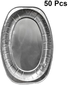 20 Stuks Wegwerp Ovale Borden Aluminiumfolie Dienblad Gerechten Servies Voor Catering Bbq Banket Partijen (Willekeurige Stijl)