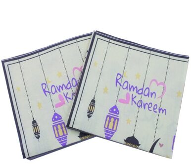 20 Stuks Wegwerp Servetten Tissue Papier Eid Mubarak Gelukkig Ramadan Feestartikelen Viering Servies Decoratie stijl 1