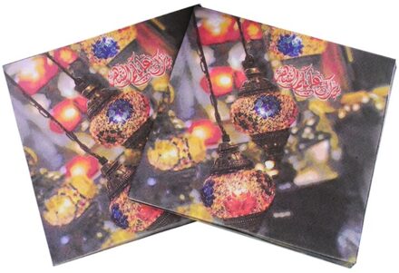 20 Stuks Wegwerp Servetten Tissue Papier Eid Mubarak Gelukkig Ramadan Feestartikelen Viering Servies Decoratie stijl 3