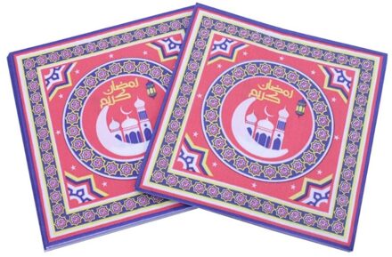 20 Stuks Wegwerp Servetten Tissue Papier Eid Mubarak Gelukkig Ramadan Feestartikelen Viering Servies Decoratie stijl 9