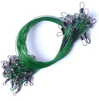 20 Stuks Zakken Anti-Bite Fly Leash Vissen Lood Lijn Touw Draad Toonaangevende Lijn Swivel Rvs Rolling Wartels 15/20/25/30Cm groen 25cm