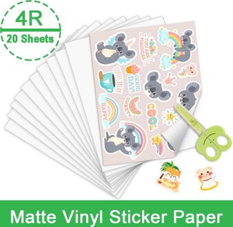 20 Vellen 4R Matte Glossy Printable Vinyl Sticker Papier Zelfklevende Kopieerpapier Voor Inkjet Printer Diy Ambachten Waterdichte papier 20 sheets matte