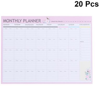 20 Vellen Maandelijkse Planner Kalender Schema Organisator Agenda Schedule Organizer Notebook (Roze Groen Gemengde)