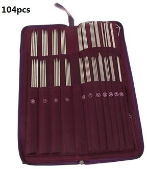 20 verschillende Maten Rondbreinaalden 104pcs Roestvrijstalen Rechte Rondbreinaalden Haak Haak Weave Set