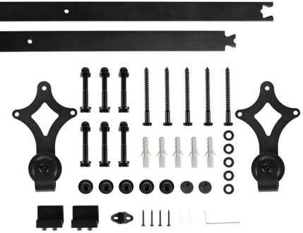 200/244Cm Schuur Schuifdeur Houten Deur Hardware Set Hoge Carbon Staal Dia Rail Antieke Track System Top Mount hanger Track Rail Hwc 200cm