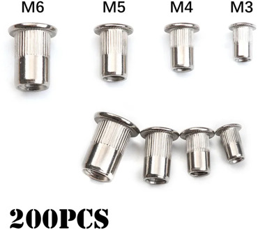 200/50 PCS Stainless Steel/Carbon Steel Flat Head Rivet Nuts Set M3 M4 M5 M6 Insert Reveting Multi Size Rivet Nuts