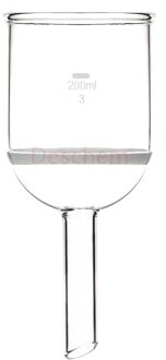 200 ml, Glas Buchner Trechter, #3 Zand Grof Filter, Lab Chemie Glaswerk