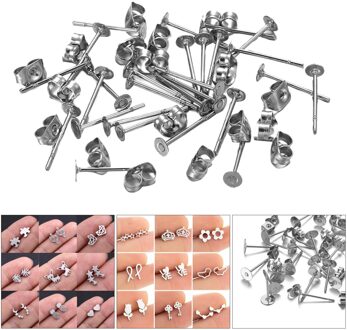 200 Paar Flat Pad Earring Ear Berichten En Rug Oorbel Bevindingen Diy Sieraden 6mm