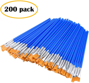 200 Pcs Flat Paint Brushes Small Brush Bulk for Detail Painting Plastic rod nylon hair flat head pen Child adult brush Z828