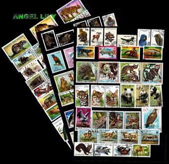 200 PCS GEEN Repetiton Topic Wild Dier Ongebruikte Postzegels, post postzegels Met Post Mark Voor Collection 200