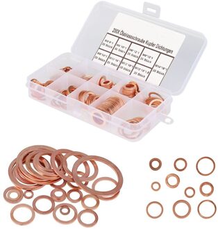 200 Pcs Slijtvast O Vorm Voor Air Cilinder Koperen Ring Assortiment Set Pakking Met Doos Olie Seal Pakking