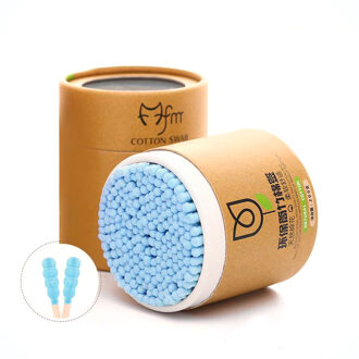 200 Stks/doos Veilig Standaard Bamboe Wattenstaafjes Sticks Oren Schoon Gereedschap Tweekoppige Zachte Cleaning Up Katoen Bud swabs 02