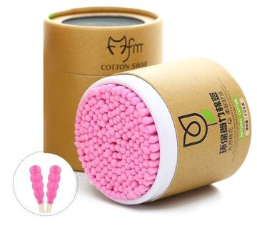 200 Stks/doos Veilig Standaard Bamboe Wattenstaafjes Sticks Oren Schoon Gereedschap Tweekoppige Zachte Cleaning Up Katoen Bud swabs 04