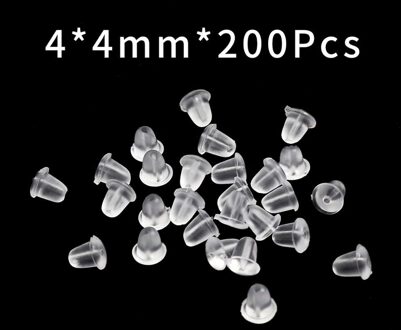 200 Stks/partij Stud Earring Backs Eenvoudige Clear Rubber Stoppers Silicone Ronde Oor Inpluggen Geblokkeerd Voor Diy Sieraden Maken 4x4mm