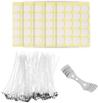 200 Stuks Kaars Wieken Katoen Kaars Maken Wieken Diy Platte Gewaxt Wieken Kit Ambachtelijke Gereedschappen Met Lont Houder Diy Kaars maken Voor Thuis